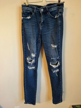 KanCan Distressed Dark Blue Skinny Jeans